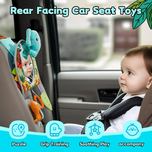 0-6-12-18 Koty Car Seat Toy - Kick and Play Activity Center with Mirror,Teether and Crinkle, Fun Travel Baby Toy