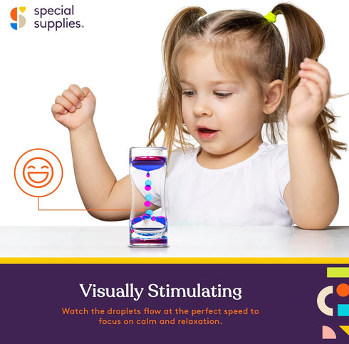 Special Supplies Liquid Motion Bubbler Toy (4-Pack) | Colorful Hourglass Timer | Sensory Play for Bedroom, Kitchen,