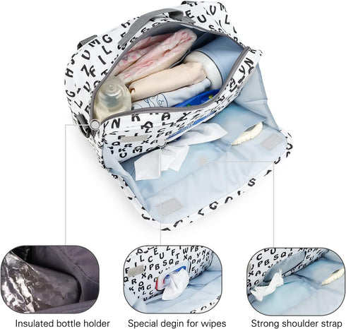 MOMIGO Baby Diaper Caddy Bag, Stroller Tote Nursery Storage Bin for Diapers, Wipes & Toys, Mini Outdoor Bag