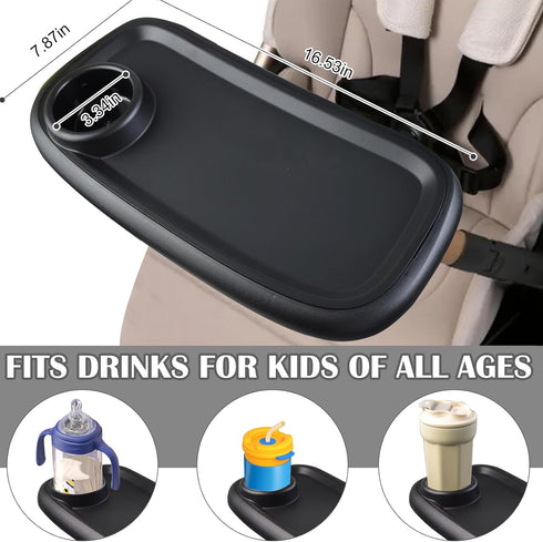 Wanateber Universal Stroller Snack Tray, Double-Layer Removable Stroller Snack Tray Attachment with Strollers Cup