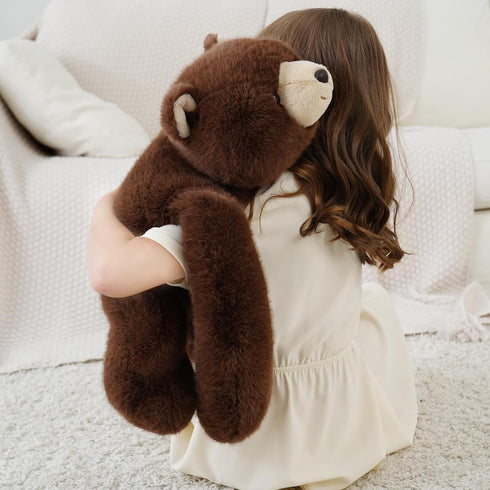 24 Inch 4 Cozy Weighted Bear Stuffed Animal Brown Bear Plush Toy Pound Soft Fur Long Arms Hugging Toy Gift for Kids