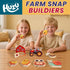 HUZU Farm Snap Wooden Blocks Montessori Building Toy for Toddler Kids, Moving Wheels Tractor, Lockable Door Barn, Mix