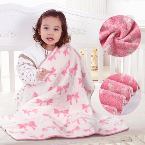 30 40 Inch SmoothNovelty Pink Bow Baby Throw Blanket Cute Dual Side Microfiber Newborn Girl Swaddle Blanket x Coquette