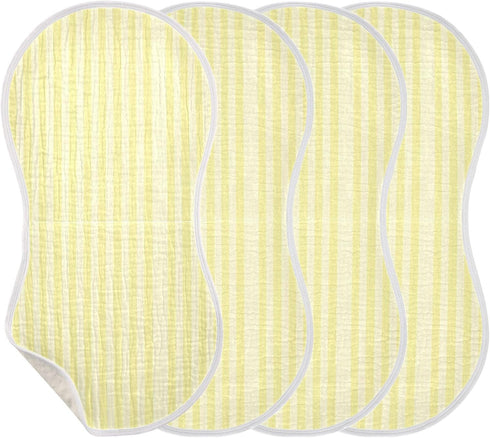 decor gift 4 Pack 22x11in Cotton Large Burp Cloths for Baby Breathable Light Yellow Stripe Baby Rags for Unisex