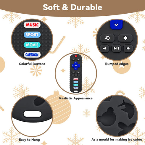 3 Pack 6-12 Remote Control Shape Silicone Teethers for Babies Chew Toys, Teething Toys for Infant Toddlers,Baby Remote