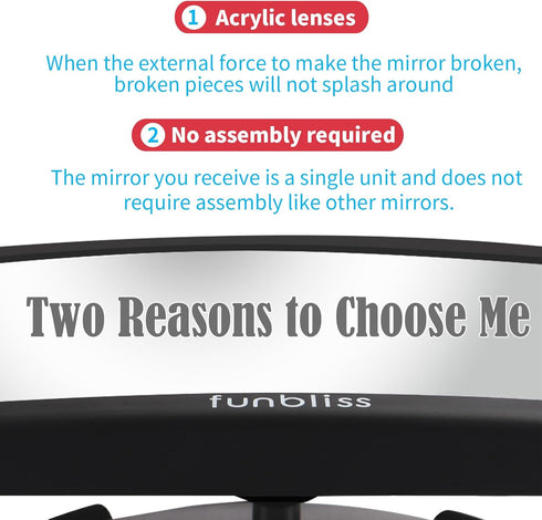 Funbliss Baby Car Mirror Safely Monitor,Car Mirror Baby Rear Facing SeatNo Assembly Required, SaferBest Newborn