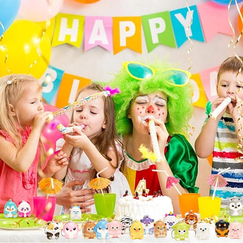 20 Packs Animal Squishies Toys Keychains Set, Mini Stress Relief Squeeze Toys for Kids Birthday Gifts