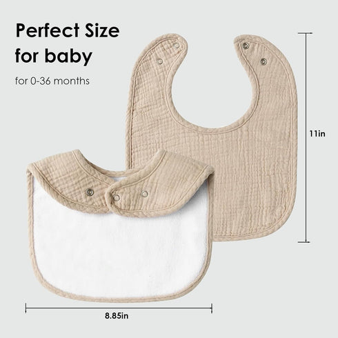 6 Pack Muslin Baby Bibs for Boys Girls - Cotton Bib for Drooling and Teething, Adjustable Bandana Bib