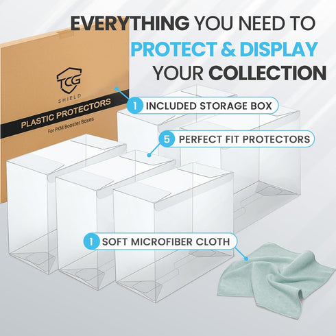 TCGShield 10 Pack 0.6mm Booster Box Protector Case - PET Booster Box Display Case Compatible with Booster Boxes
