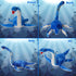 AULUDA Plesiosaurus Plush Toy, Dinosaur Stuffed Animal Throw Plushie Pillow Doll, Soft Blue Fluffy Friend Hugging