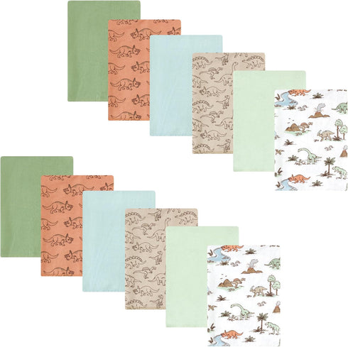 Hudson Baby Unisex Baby Burp Cloths Bundle, Dinosaur Adventures, One Size Cotton Flannel
