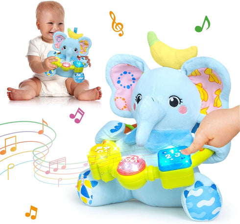 Ryotagift Baby Bilingual Musical Elephant Stuffed Animals Toys,Infant Early Learning Toy with Light-Up