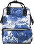 ZSUUGJ Navy Blue Floral Printed Diaper Bag Backpack Baby Bag Multi Function Baby