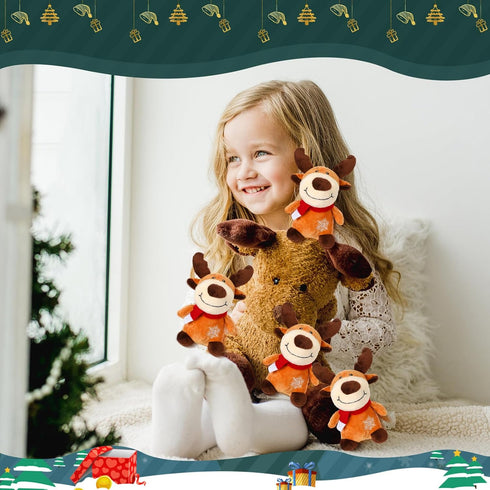 Liliful 16 Pack 8 Inch Stuffed Deer Toys, Xmas Plush Elk with Red Scarf, Animal Gifts for Boys Girls, Christmas