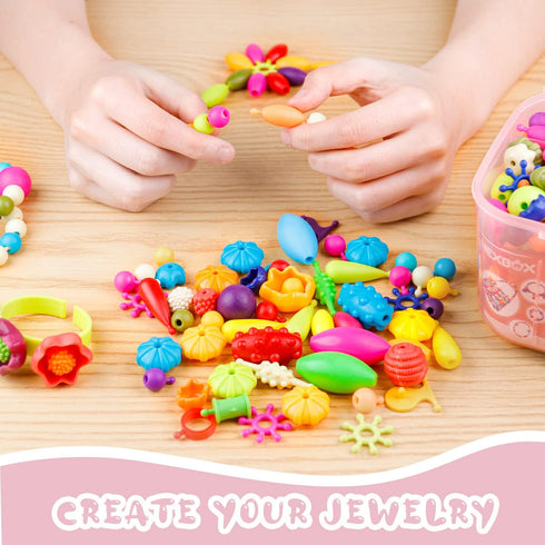 NEXBOX Girls Crafts Jewelry Making Kit for Toddlers - Pop Beads Toys Set for Kids Age 3-6, Birthday Gift Ideas