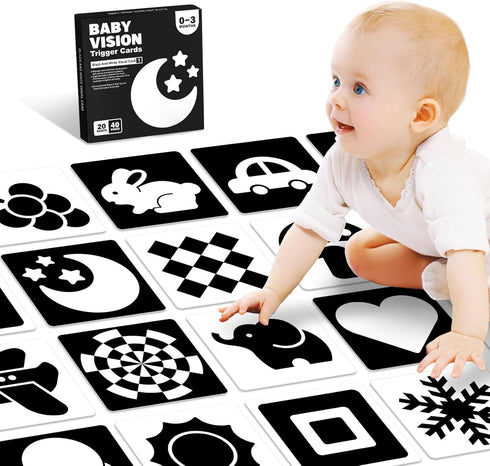 High Contrast Baby Cards for Infants, Black and White Baby Toys for Newborns, Visual Stimulation Development