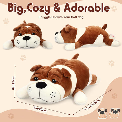 Vertintong 17.7" Soft Dog Plush - Huggable Stuffed Animal Pillow for Kids Birthday Gift - Large Cuddle Puppy Toy