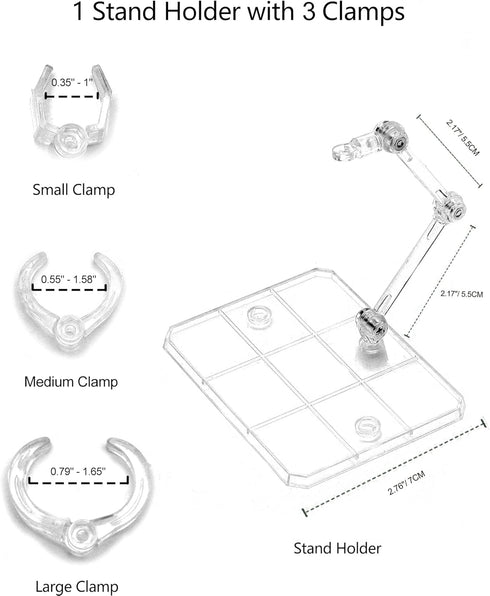 Yocoolfun 3 Pack 3.75" 6" 3 Action Figure Stand for and Figures - Each Doll Model Support Stand includes Clamps