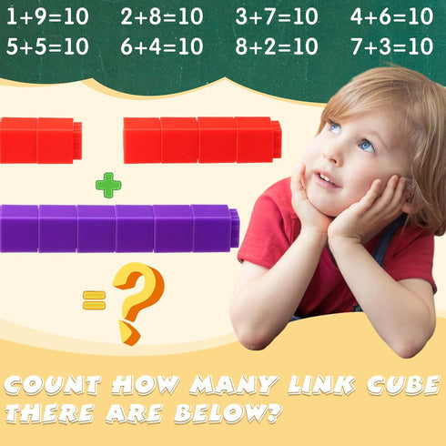 Jenaai 500 Pcs Math Learning Linking Cube, Colorful Counting Blocks with Storage Container for Educational Use