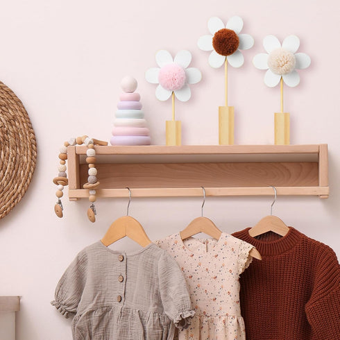 3 Set Beeveer Pcs Wooden Daisy Nursery Shelf Decor Boho Daisy Decor Floral Aesthetic Flower Wall Art Bohemian Style