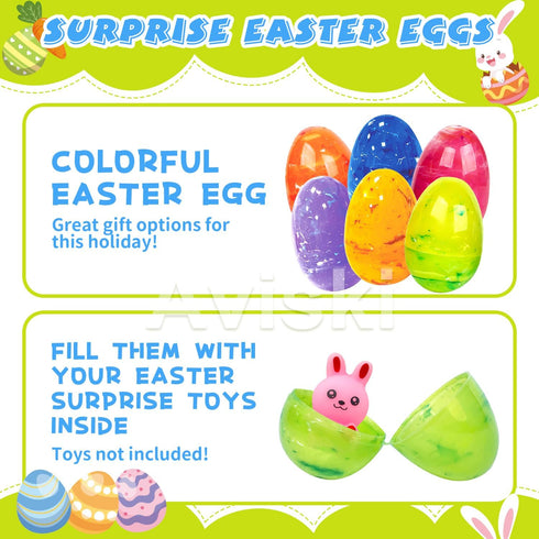 72Pcs 3.15'' Aviski Painted Jumbo Large Iridescent Marble Easter Eggs for Kids Basket Bag Stuffers Fillers, Easter Hunt