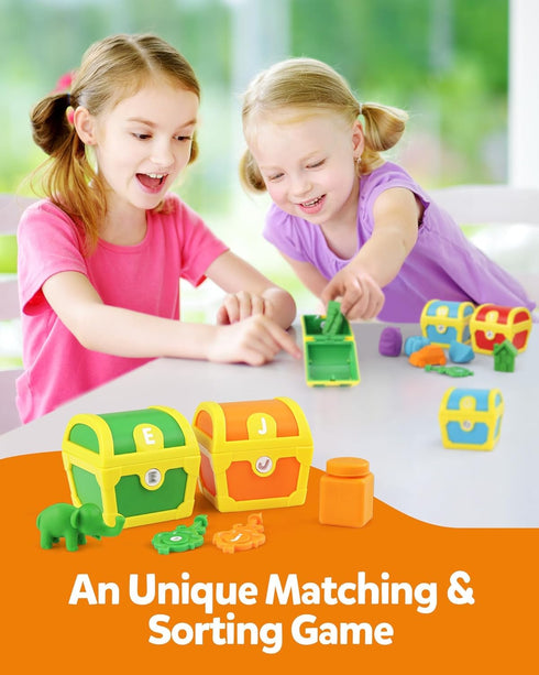 26pcs 3 4 5 Coogam Alphabet Learning Toys for Toddlers, Surprise Letters Treasure Locks with Keys, Uppercase Lowercase