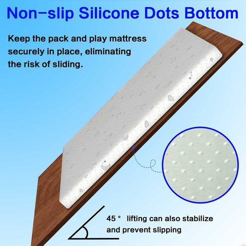 SnugSafe Pack (38"x26"x1.8"), Pack 1.8" and Play Mattress Pad Waterproof n Play Mattress Pad with Anti-Slip Bottom