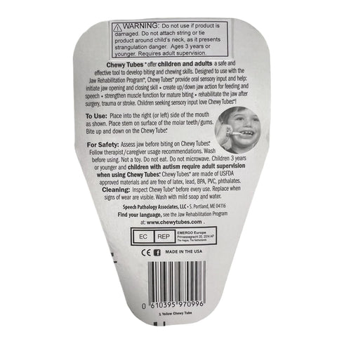 Chewy Tubes Pack 2 , of Yellow (Small) - Pediatric and Adult Sensory Treatment Tool