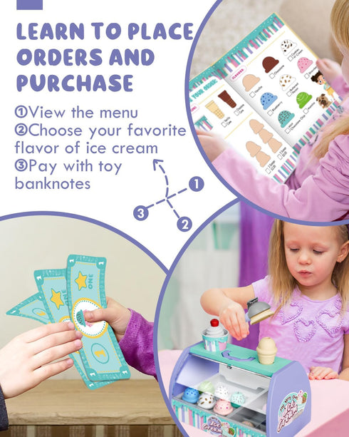 3-5, 3 4 Counter Playset 3 4 5 6 Lehoo Castle Ice Cream Toys for Toddlers Toys for Year Old Girls, Play Ice Cream Shop