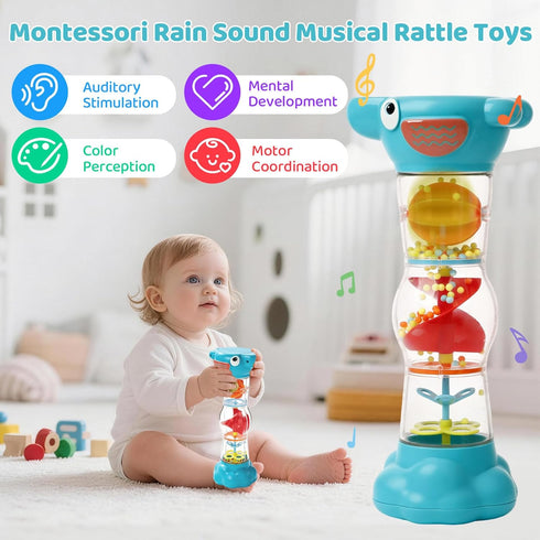 MQGEWQ 6-12 1 9.8 6 7 8 9 10 Montessori Baby Toys for Months Year Old,Rain Stick Baby Rattle Shaker Infant Sound Toy
