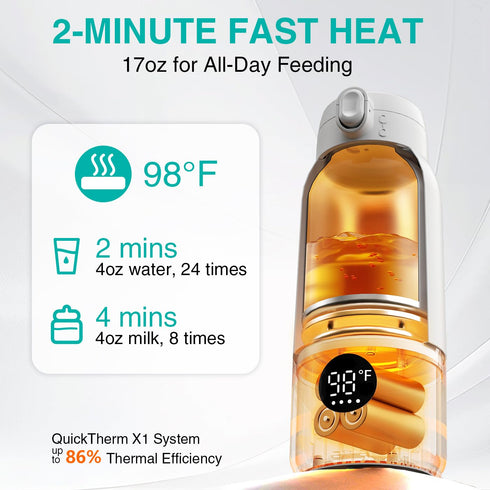 17oz IPX6 Koalababy Portable Bottle Warmer for Travel Baby Bottle Warmer with Fast Heating, Large Capacity Milk Warmer