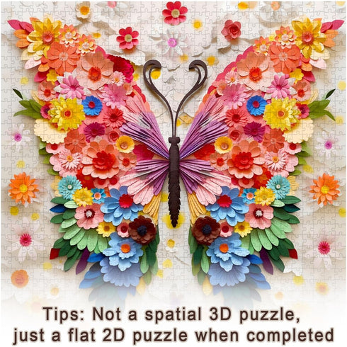 PPuzzling 1000 Butterfly Puzzles for Adults Pieces, Challenging Colorful Flower Butterflies Puzzles with Paper Art