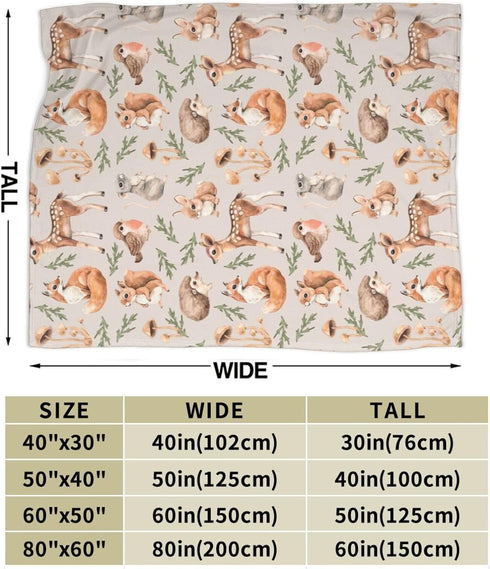 Cute Forest Animals Baby Blankets - Soft Warm Fuzzy Plush Bed Throw for Newborn Infant Toddler Girls Boys, 30"x40"