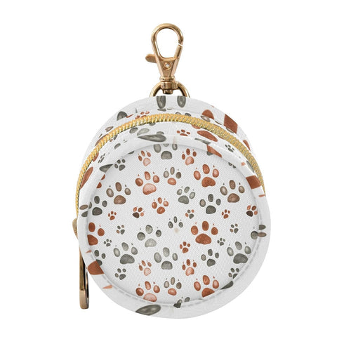 Paw Prints Round Pacifier Storage Case with Zipper, Portable Pacifier Case for