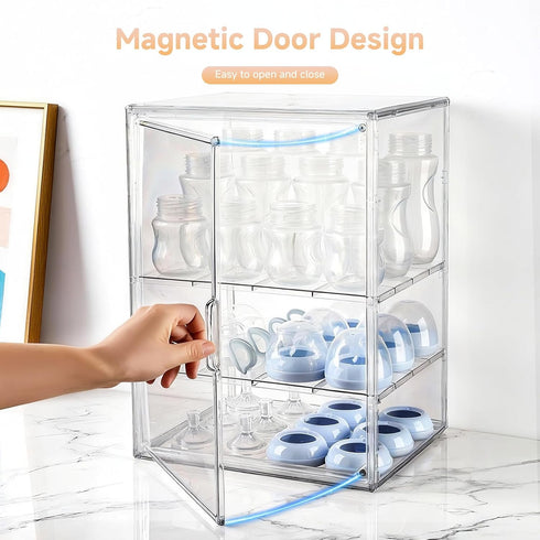 keyunchengbao 3 3 Countertop Baby Bottle Organizer, Tiers Adjustable Clear Acrylic Baby Bottle Storage Organizer