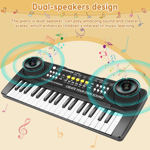 Kids Keyboard Piano - 37 Keys Portable Electronic Piano for Beginners - Educational Musical Toy for 3-8 Year Olds
