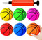 Dshengoo 6 Pcs Mini Toy Basketballs - Colorful Rubber Inflatable Basketballs with Pump for Kids