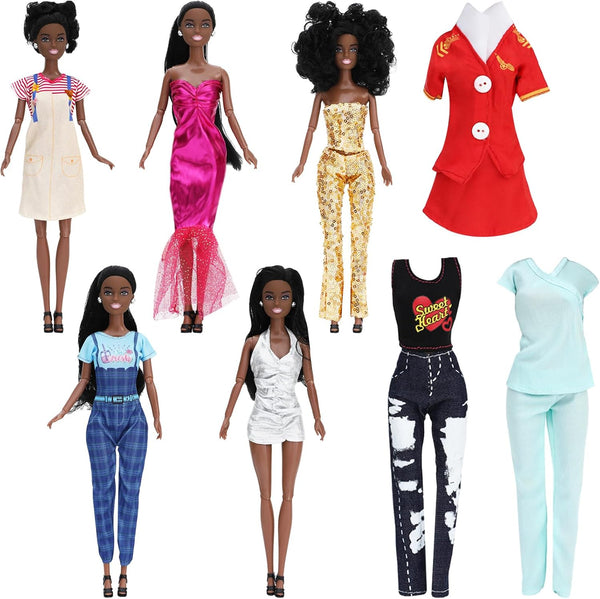 ONEST 5 Sets 11.5 Inch African American Dolls Include 5 Pieces Black