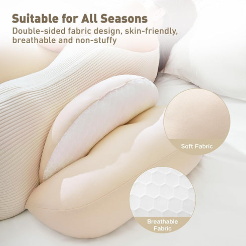 Pregnancy Pillow for Sleeping, Portable Maternity Pillow Double-Side, Belly, Hip, Back Support for Pregnant Women