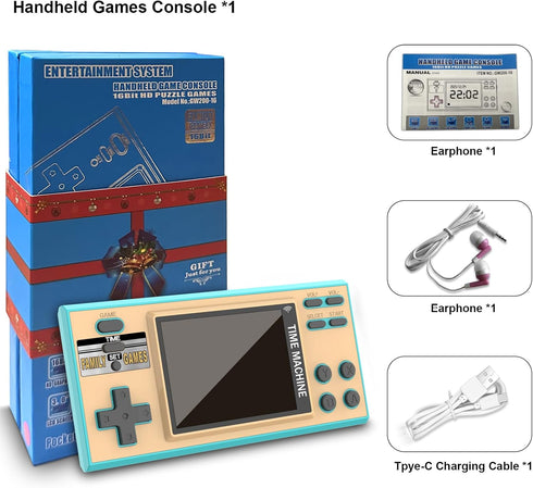 Kids Handheld Game with 200 Video Games, 16 Bit Travel Toys, 3 Inch Screen Electronic Learning Game System for Boys and