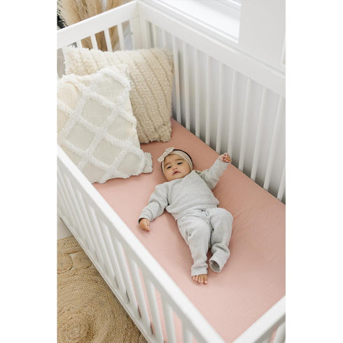 2 52"x 28" Konssy Muslin Crib Sheets for Girl Boy, PCS Soft and Breathable Cotton Baby Sheets for Standard Crib