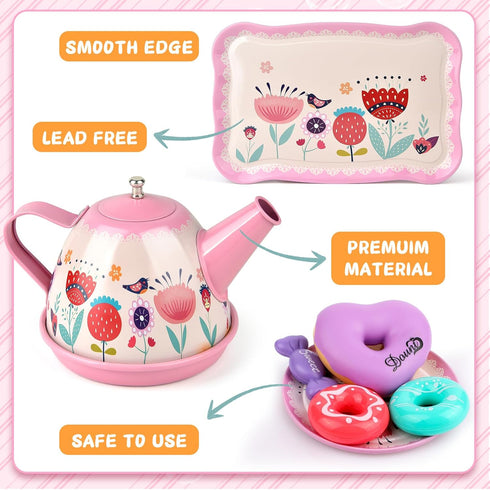 Minnot Set Sets 3 4 5 6 Tea Party for Little Girls, Flower Tea Toys for Toddlers Girls Age Year Old, Toddler Kids