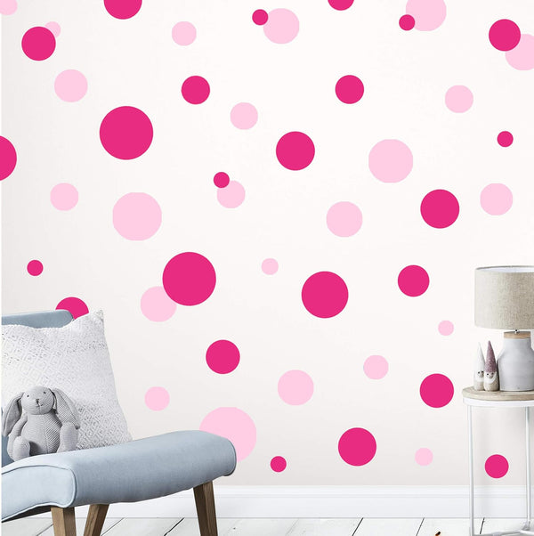 Wall Decor Dots, Polka Dot Wall Decals for Girls Room, Bedroom Kids Art Stickers (Lt & DK Pink)
