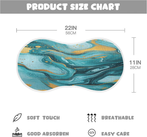 YETTASBIN Blue Gold Marble Muslin Baby Burp Cloth, Super Soft Absorbent Cotton Burp Rag Baby Bibs Feeding Cloth
