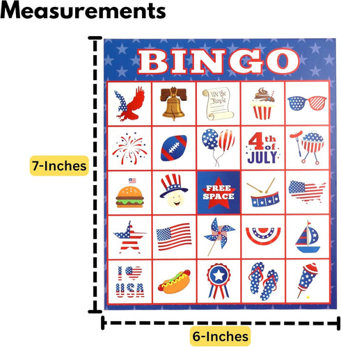32 Set, 4th Iconikal Player Bingo Game Patriotic, American Flag, America Map, Independence Day, of July Games