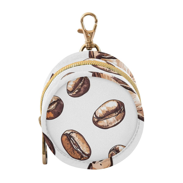 PYBUG Coffee Bean Round Pacifier Storage Case, Polyester & TPU Lined with Hook