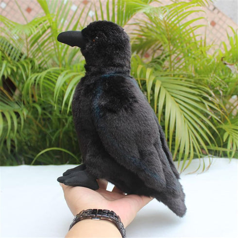 Realistic Crow Plush, Cute Black Raven Stuffed Animal, 9.44'' Soft Little Bird Toys for Kids Gifts