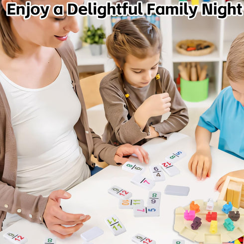 15 Set, 136 Doreimi Mexican Train Dominoes Double Colored Number Tiles with Lightweight EVA Case, Family and Adult