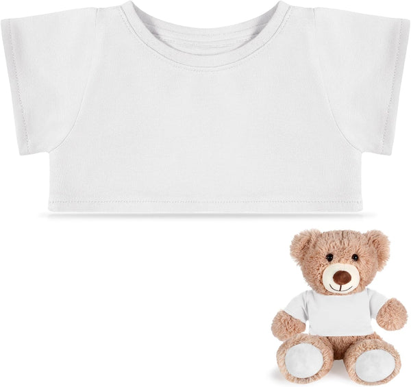 Bear Tee Shirt for 14-18 Inch Bear Clothes, Basic Stuffed Animal Shirt in White