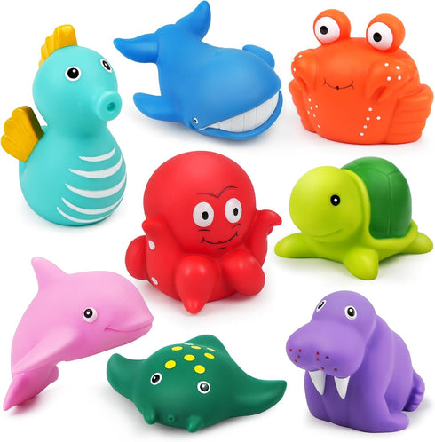 LotFancy Bath Toys for Kids Ages 1-3, Mold Free Ocean Sea Animal Bathtub Toys, 8PCS Soft Baby Bath Toys
